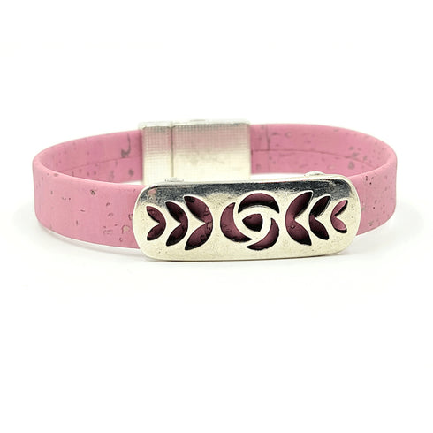 Rose Bar Charm Cork Magnetic Bracelet
